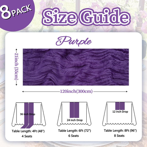 pepmily purple gauze table runner adds delicate flair to baby showers.