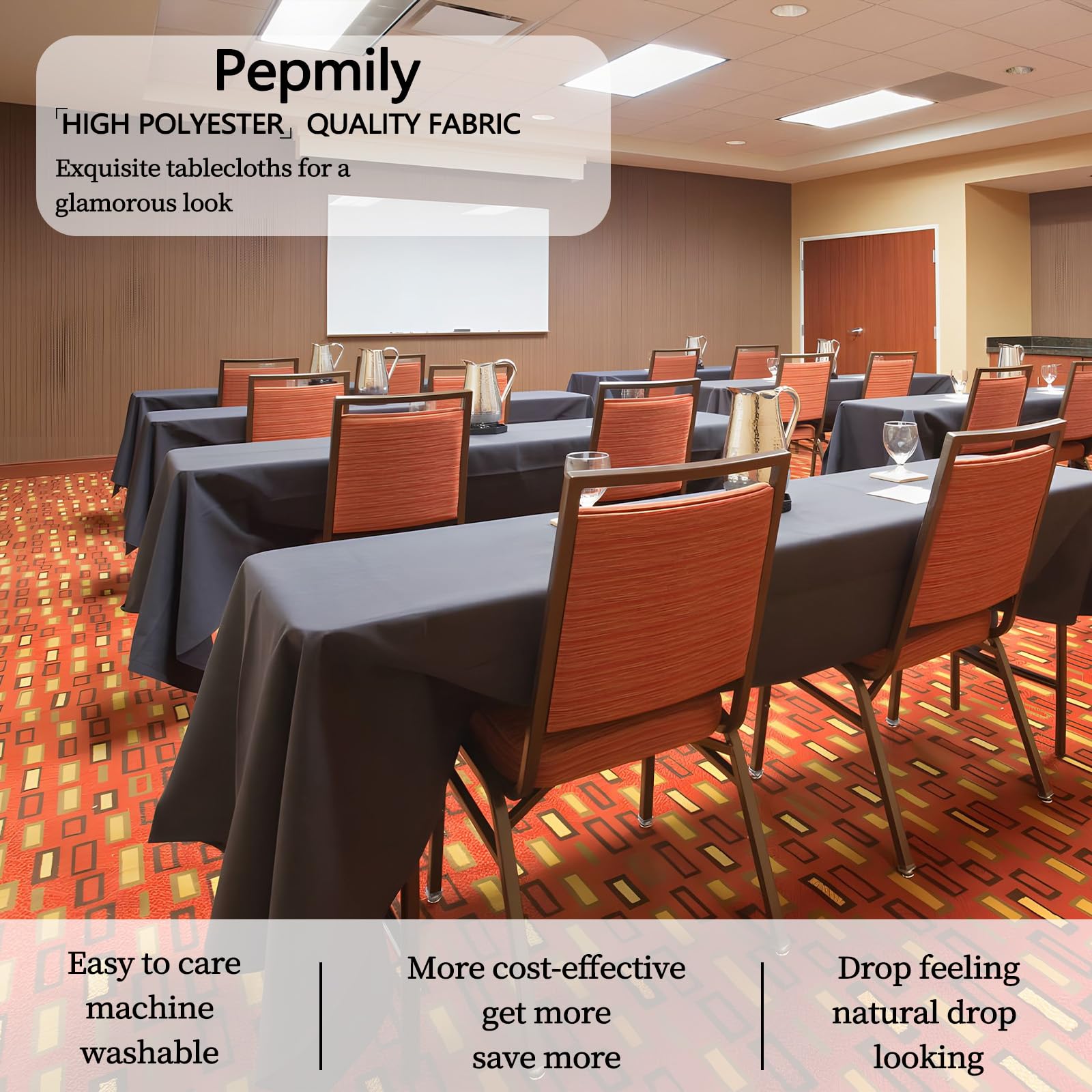 pepmily wrinkle-resistant fabric keeps tables neat for any gathering.