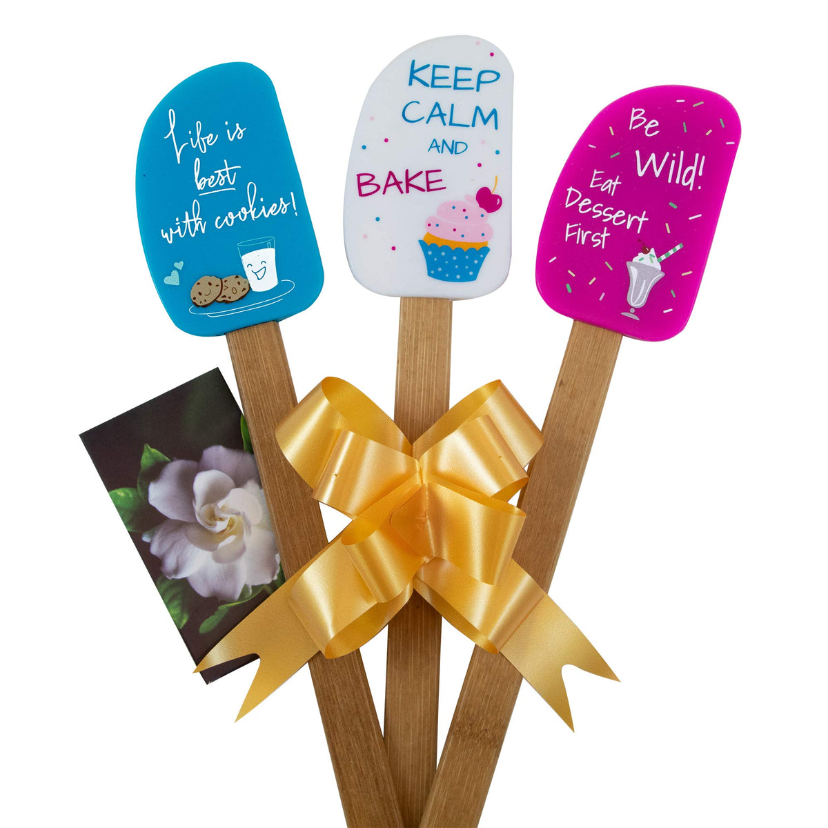 Perfect and Simple spatula set with 12-inch bamboo handles for durable non-stick use