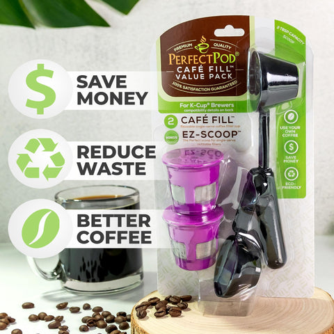Perfect Pod coffee scoop included for precise measurements and consistency