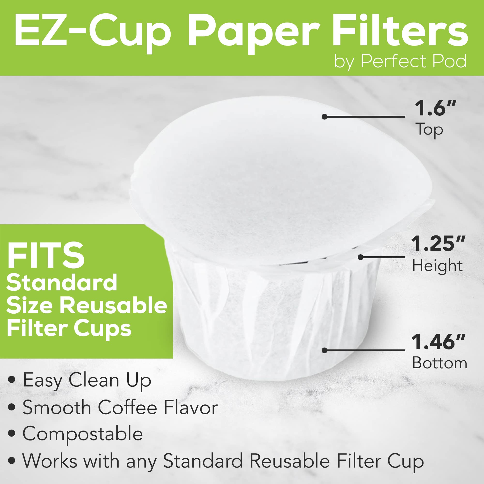 Close-up of Perfect Pod EZ-Cup 2.0 filter showing oil and sediment removal.
