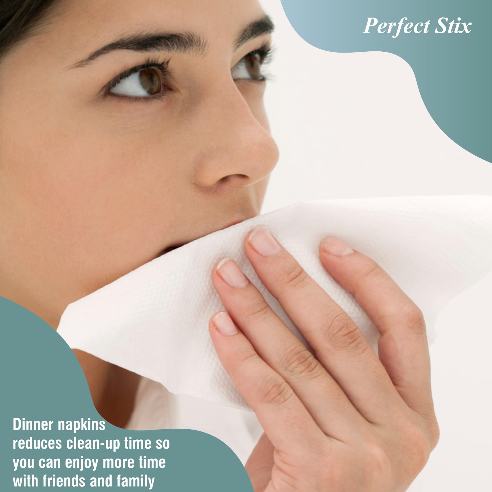 Perfect Stix Bell Marque white napkins provide clean, professional table accents
