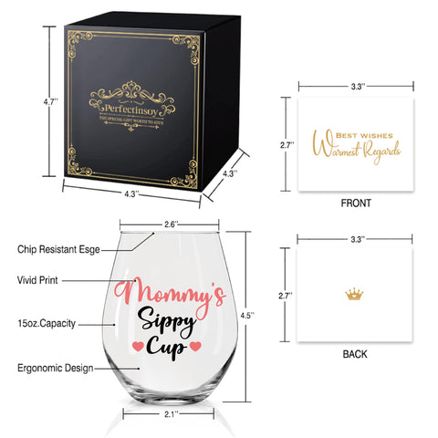 Perfectinsoy Funny Wine Glass for celebrations with a playful mom-friendly touch.