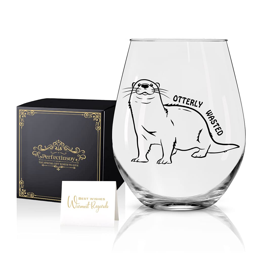 Perfectinsoy Otterly Wasted stemless wine glass in gift box for gifting