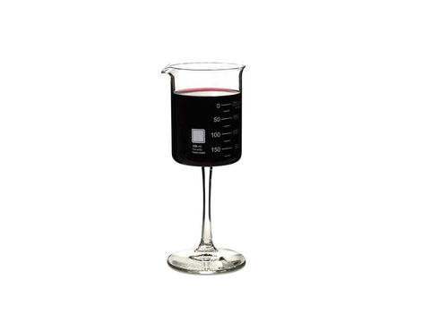 Periodic Tableware lab beaker wine glass with scientific design for elegant wine tasting.