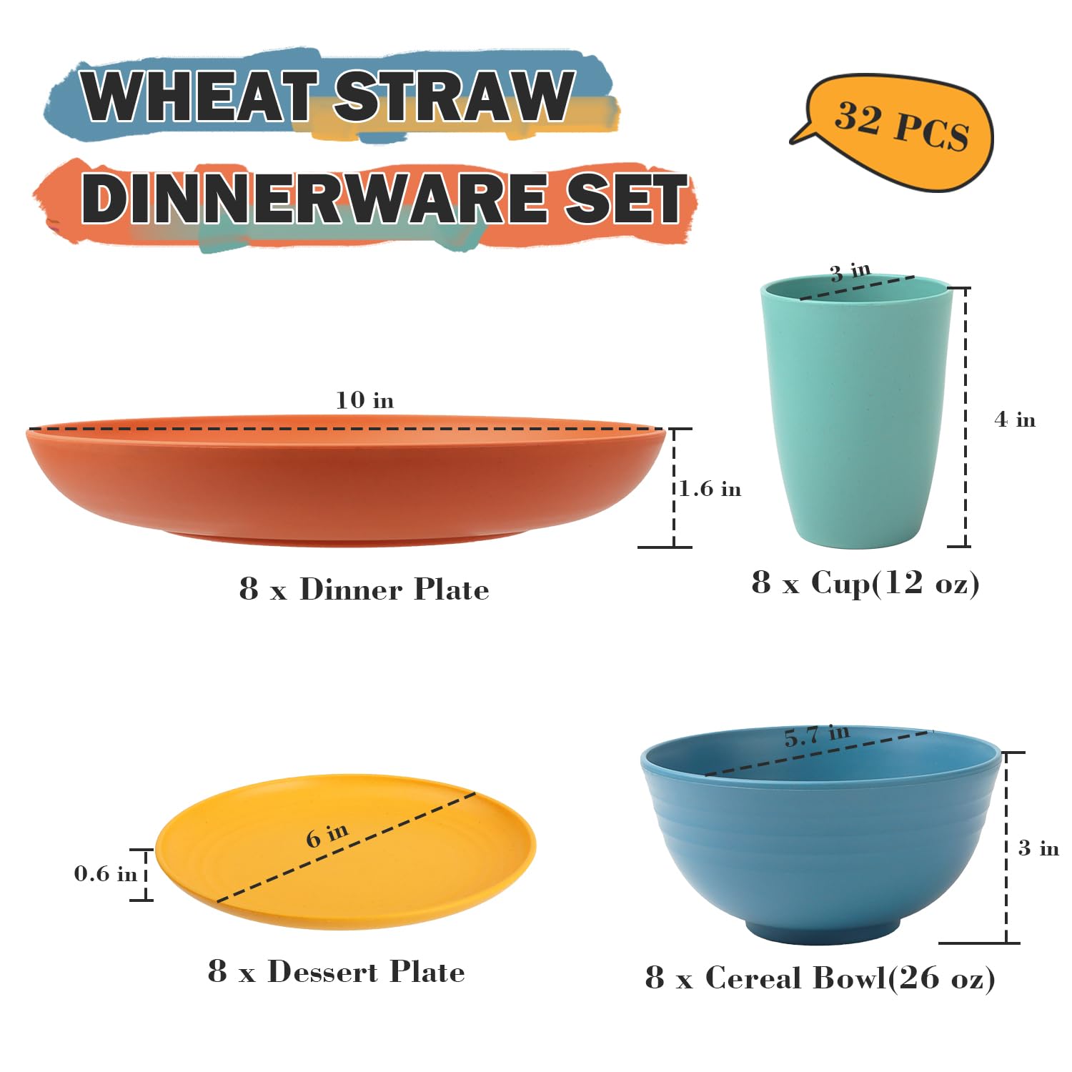 Perlapoc wheat straw dessert plate 6-inch adds color to desserts
