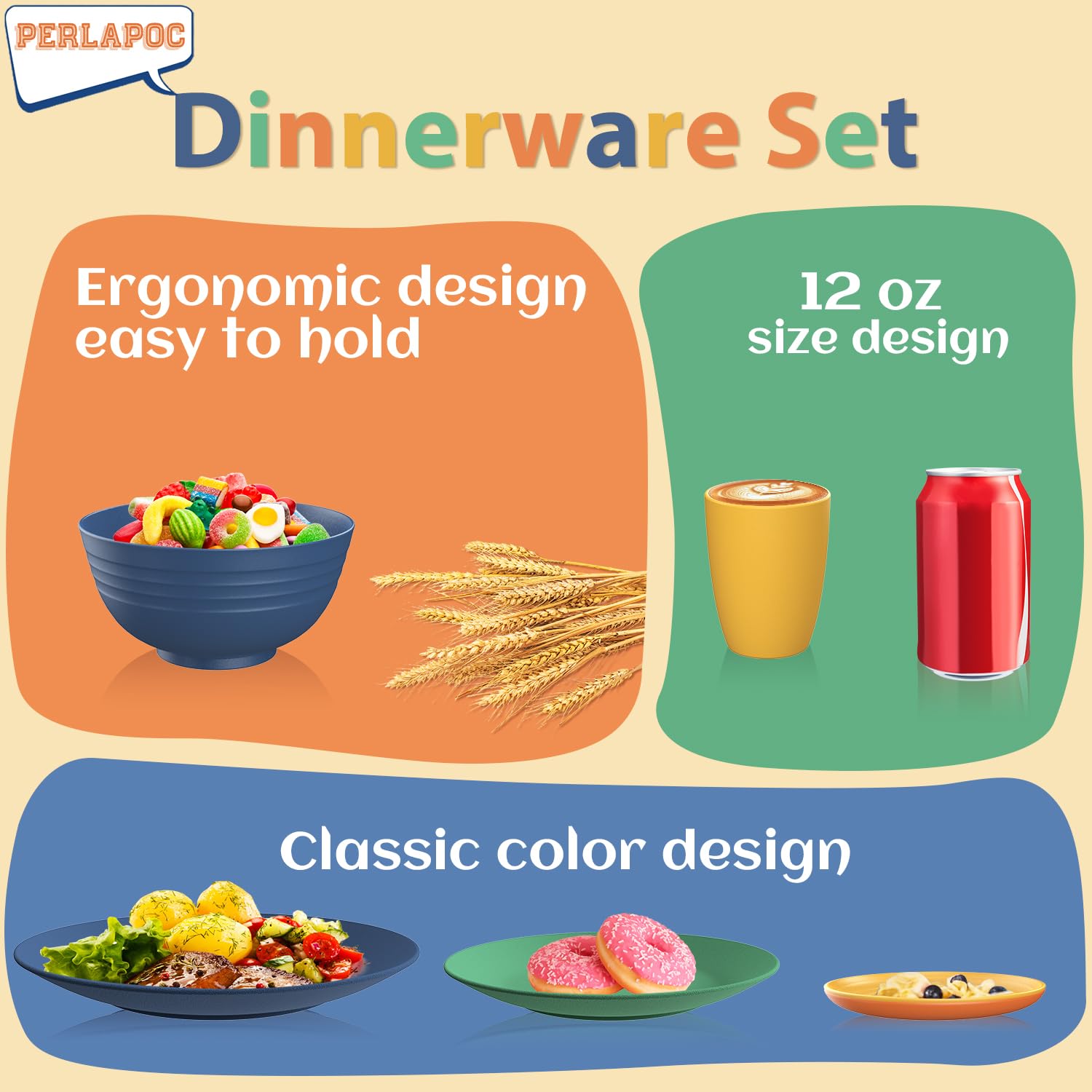 Perlapoc set features delicate linear embossing and a stable non-slip bottom.