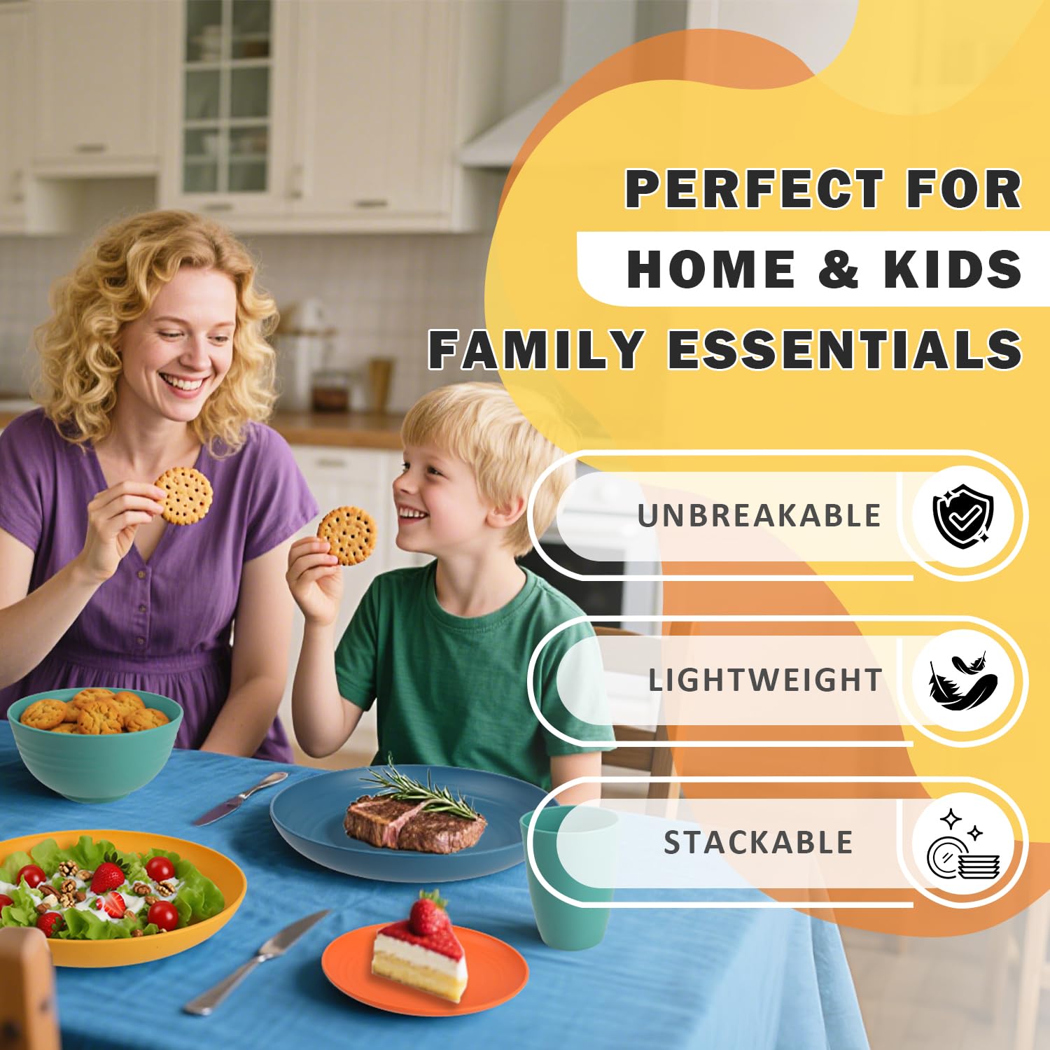 Perlapoc wheat straw dishwasher-safe dinnerware for easy cleanup