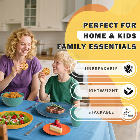 Perlapoc wheat straw dishwasher-safe dinnerware for easy cleanup