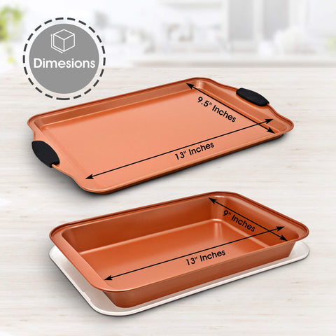PERLLI 9x13 baking pan with lid keeps desserts fresh and organized.