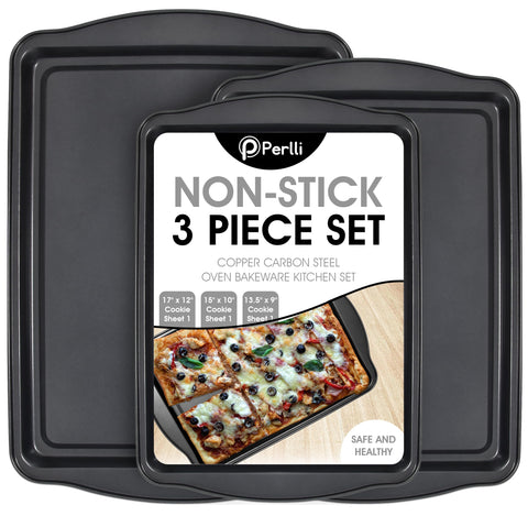PERLLI 3-piece cookie sheets set in gift-ready packaging for easy gifting