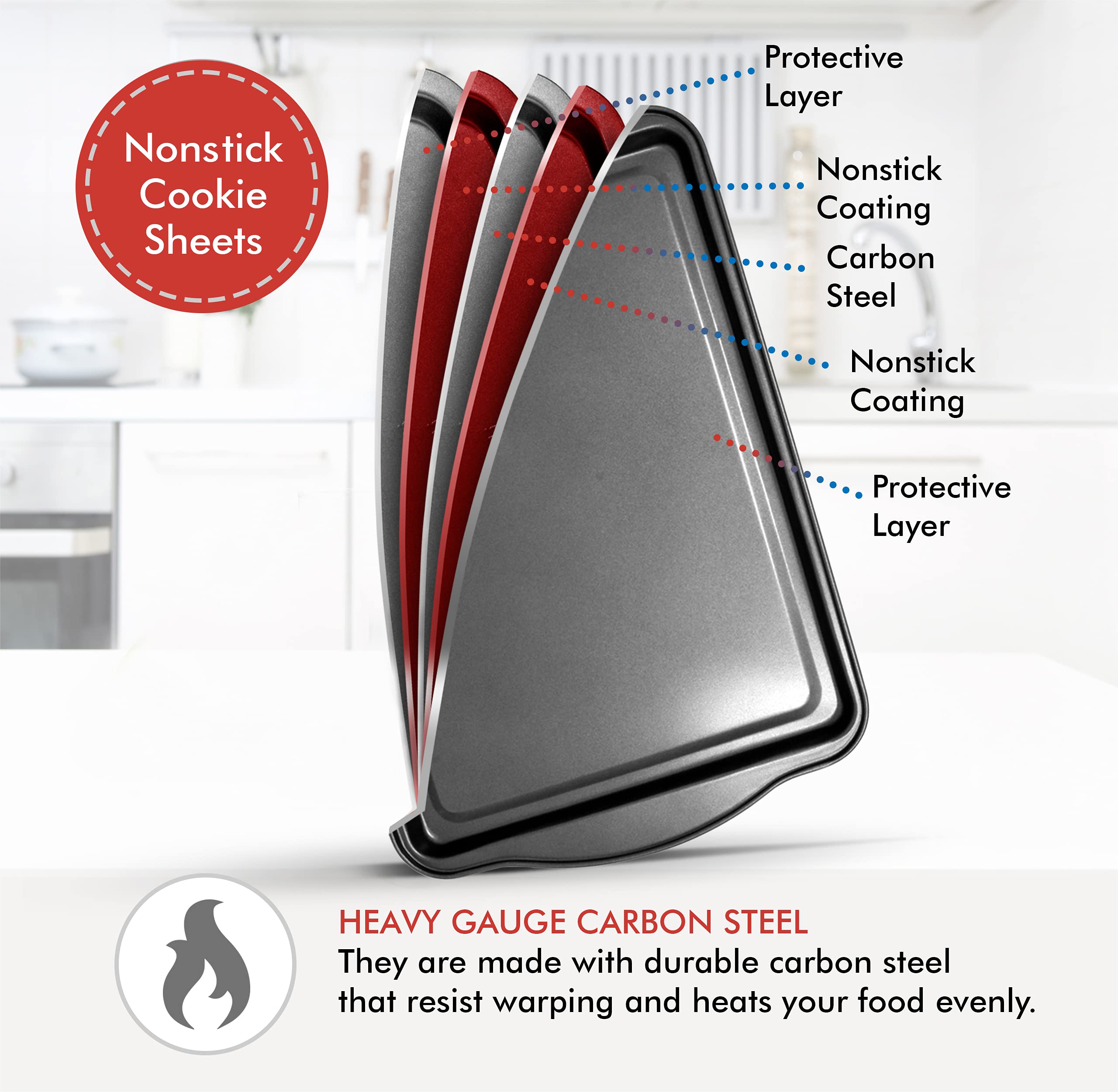 PERLLI cookie sheets with nonstick coating for effortless food release