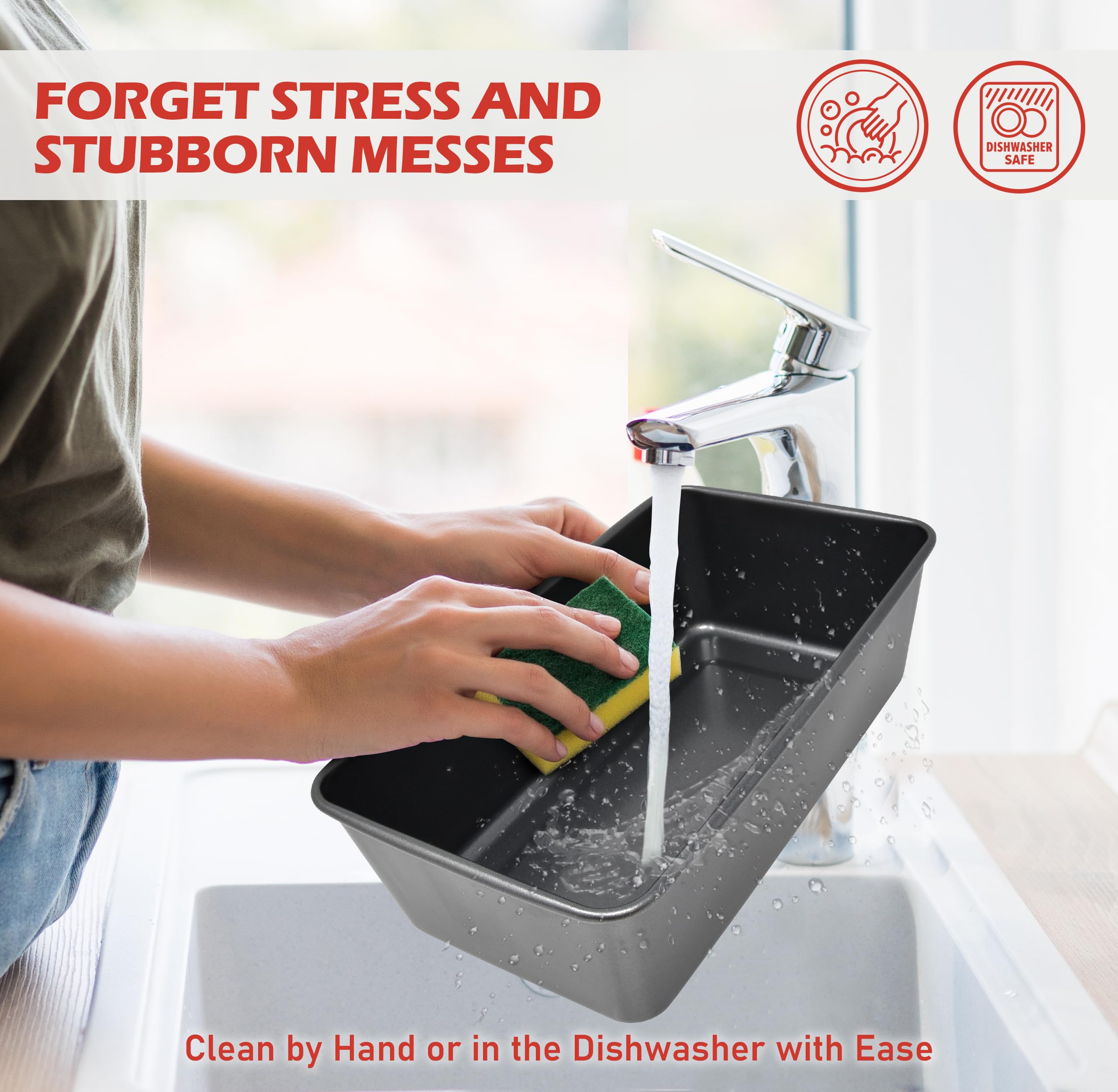 PERLLI dishwasher-safe pan simplifies cleanup after baking.