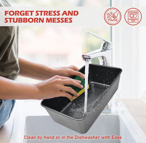 PERLLI dishwasher-safe pan simplifies cleanup after baking.