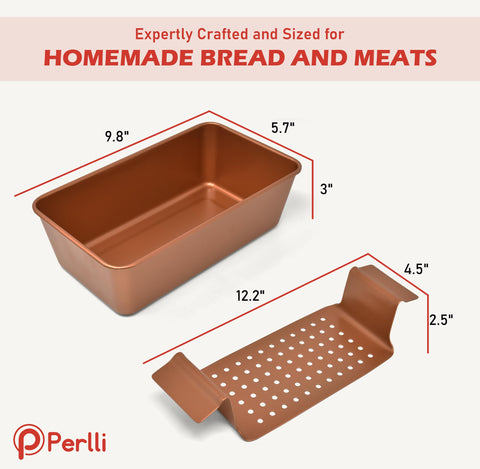PERLLI meat loaf pan-high-carbon-steel-robust conveys sturdy performance for even baking.