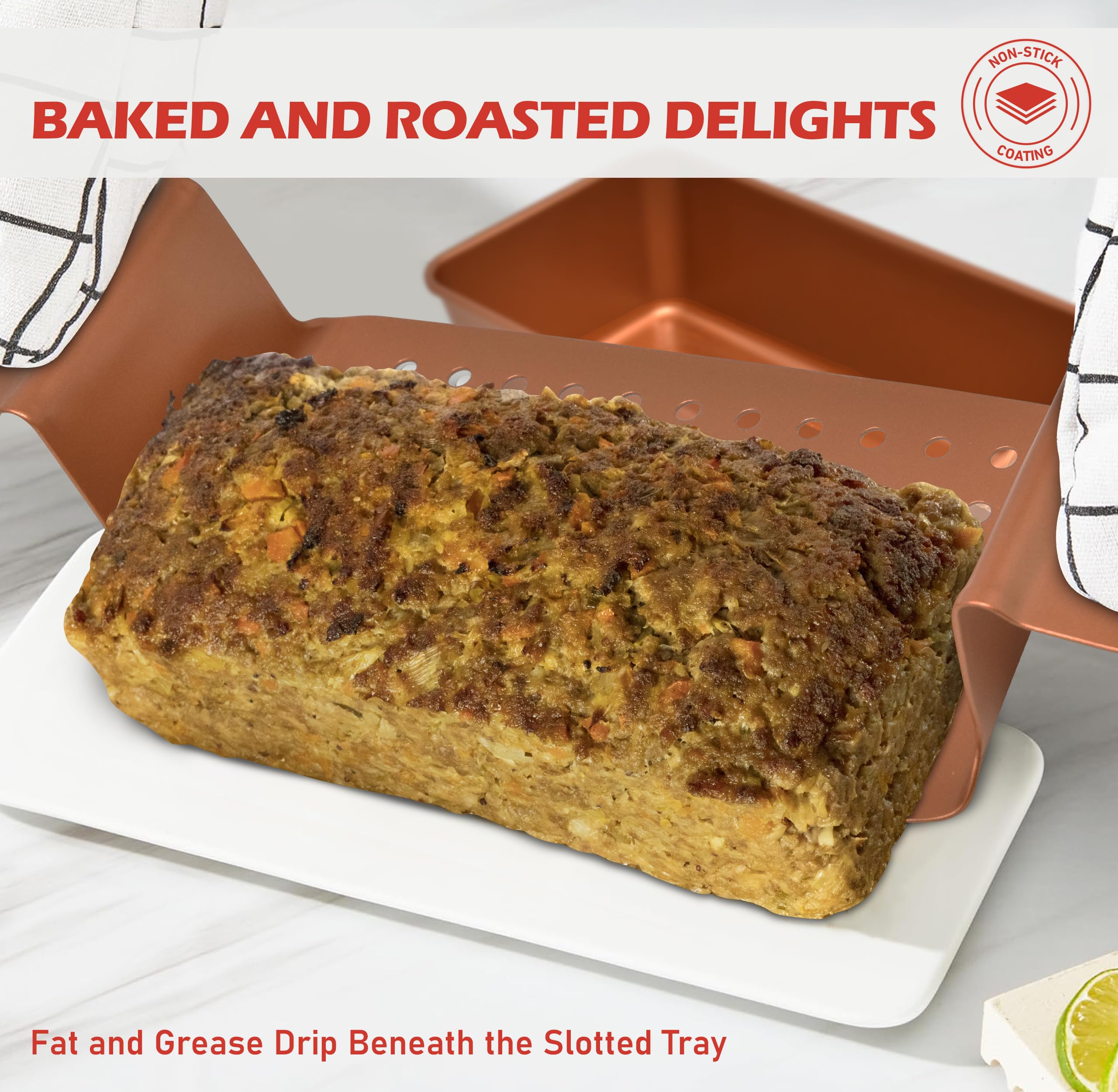 PERLLI meat loaf pan-oven-up-to-450f shows heat tolerance and consistent browning.