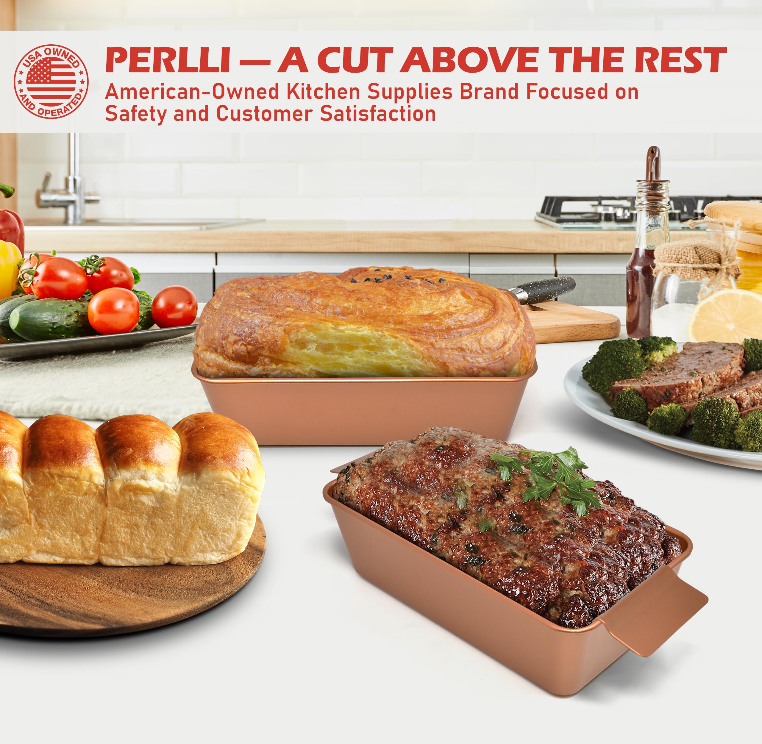 PERLLI meat loaf pan-meal-ready-serving shows plated results straight from oven.
