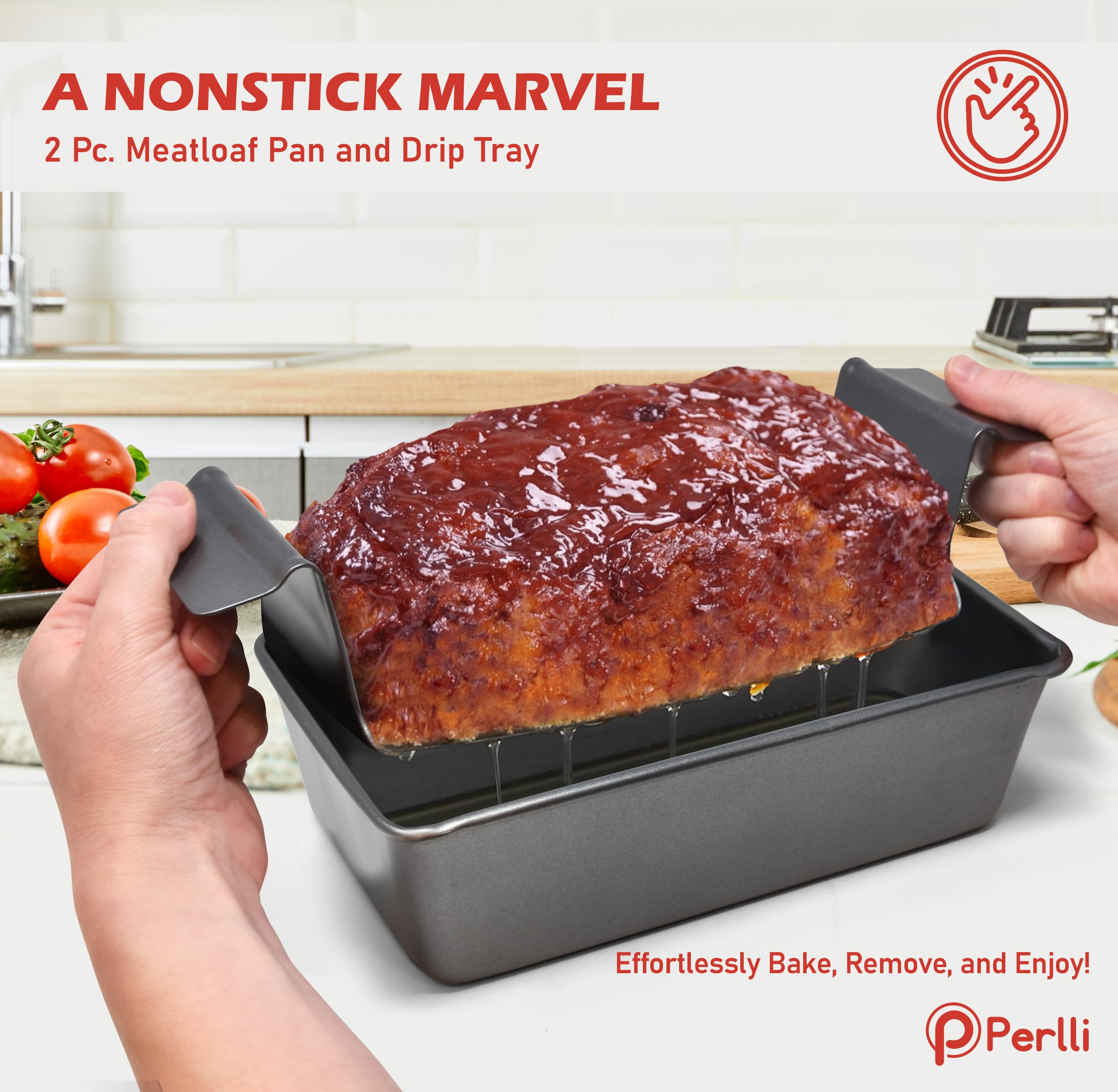 PERLLI meatloaf pan nonstick coating ensures smooth release and minimal sticking.