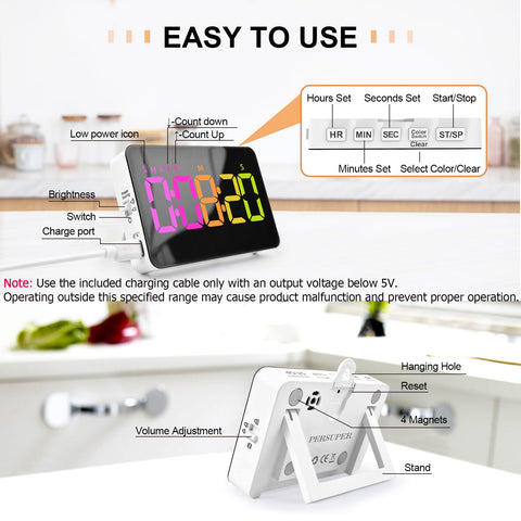 PERSUPER timer extended stand for clear desktop visibility.