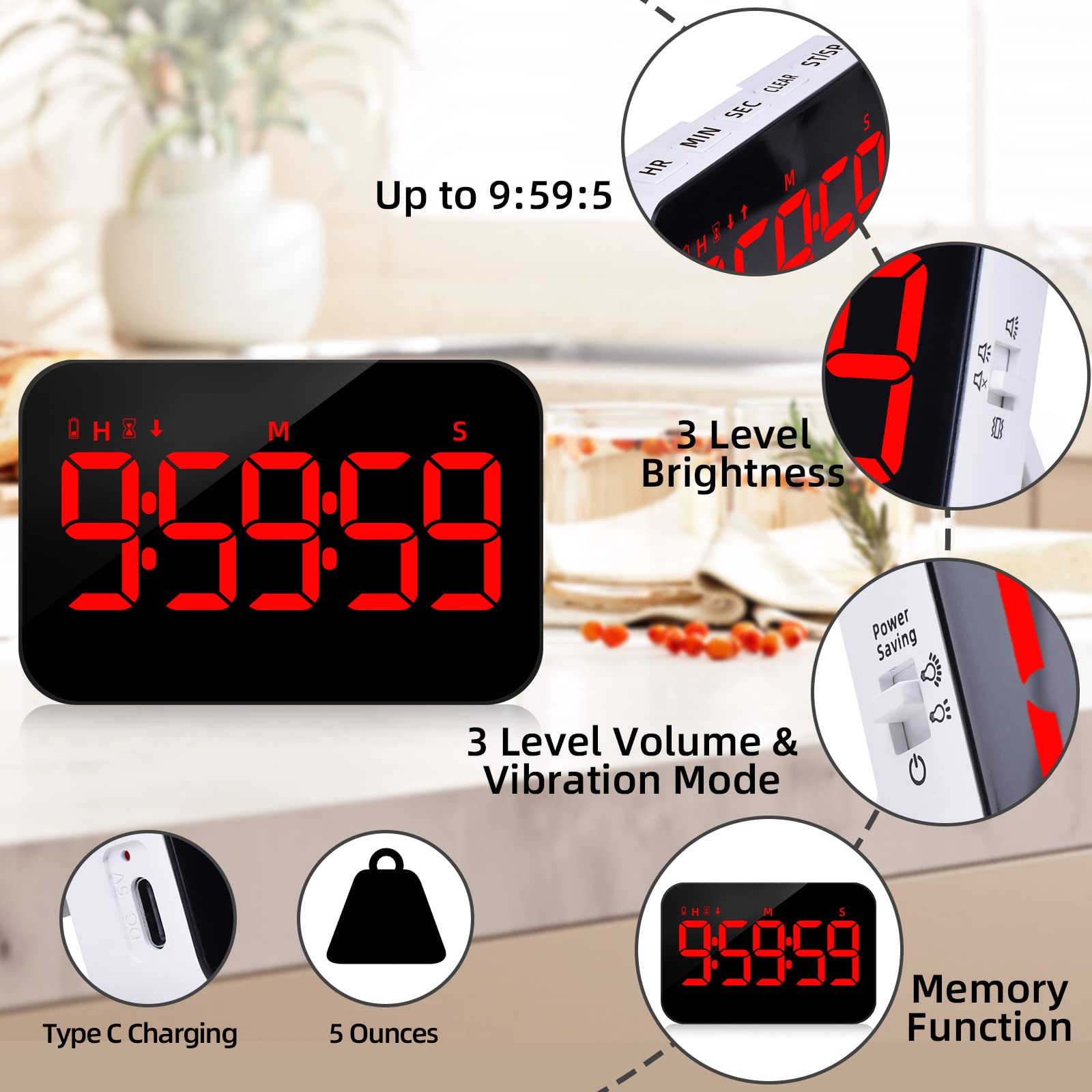 PERSUPER timer foldable hook for versatile hanging options.