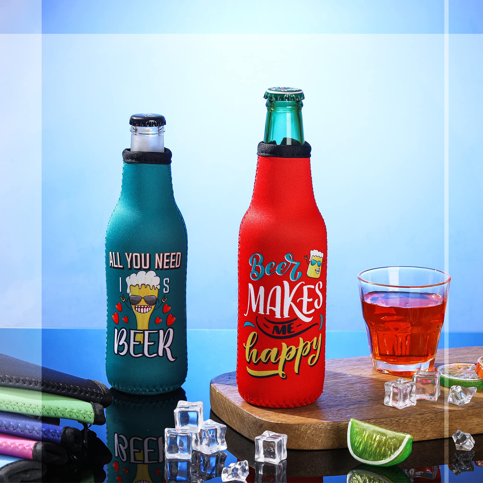 Indoor party scene featuring Perthlin neoprene beer sleeve.