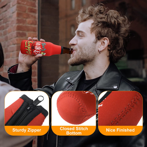 Outdoorsy Perthlin sleeve in water-resistant neoprene on a bottle.