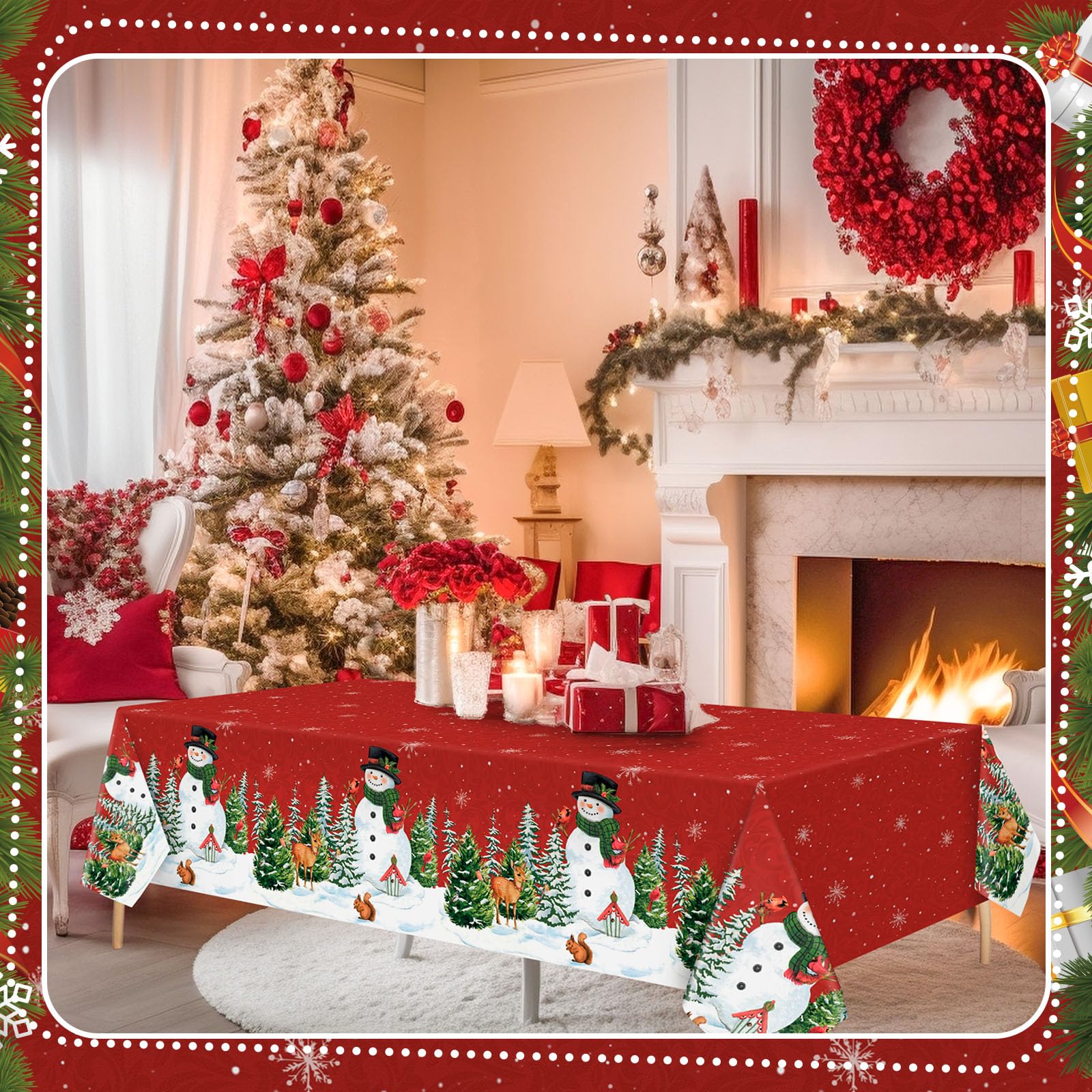 Peryiter outdoor-ready red tablecloth for winter parties and events