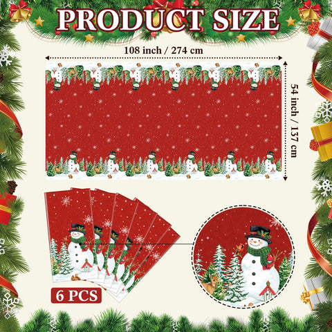 Peryiter tablecloth close-up with snowman pattern enhancing holiday dining ambiance