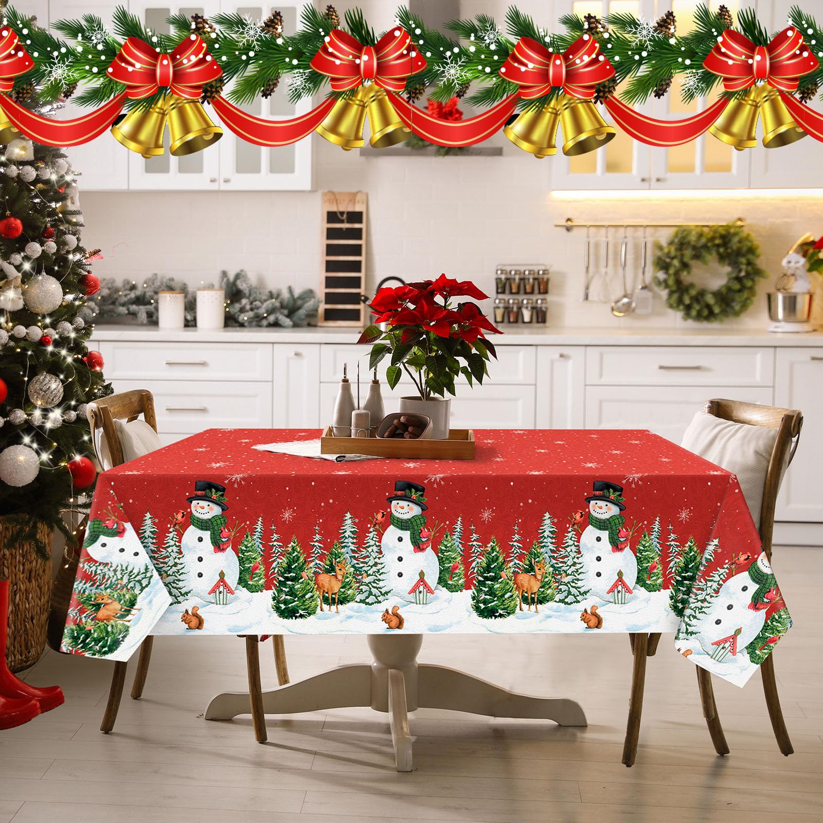Peryiter winter rectangle table cover ideal for Christmas dinners