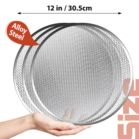 Pesilo 12-inch perforated pizza screen showing airflow for crisper crust