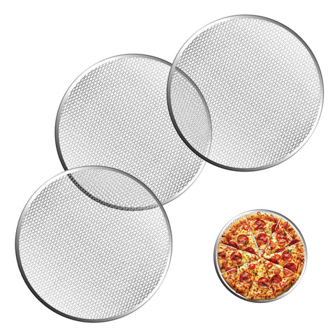 Pesilo 3-piece pizza screen set with seamless rim for even baking
