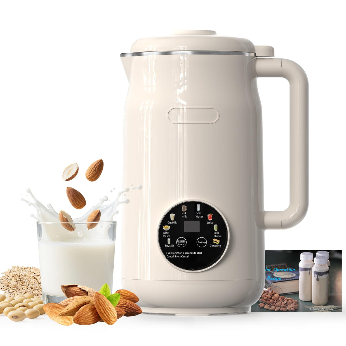 Peteme 8-in-1 Nut Milk Maker front view with 50 oz capacity for family servings