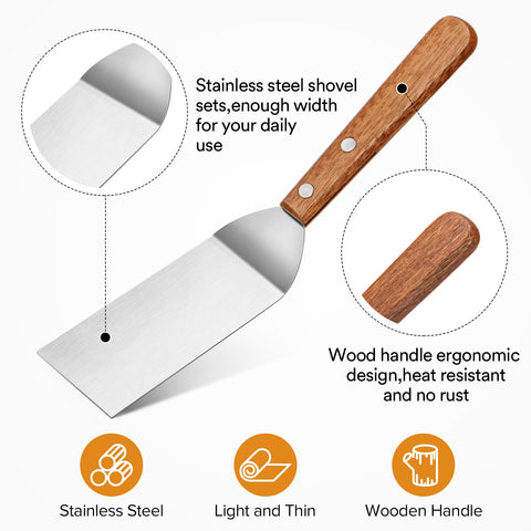 PETHOMKIT ergonomic spatula with slim edge slides under food for easy flipping.
