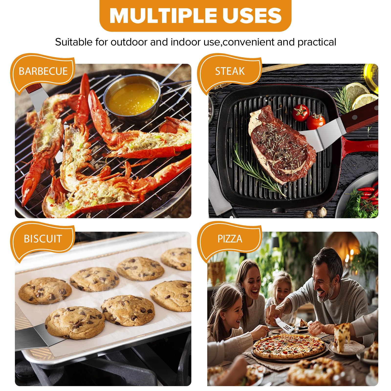 PETHOMKIT wooden-handle spatula provides comfy grip and heat insulation.