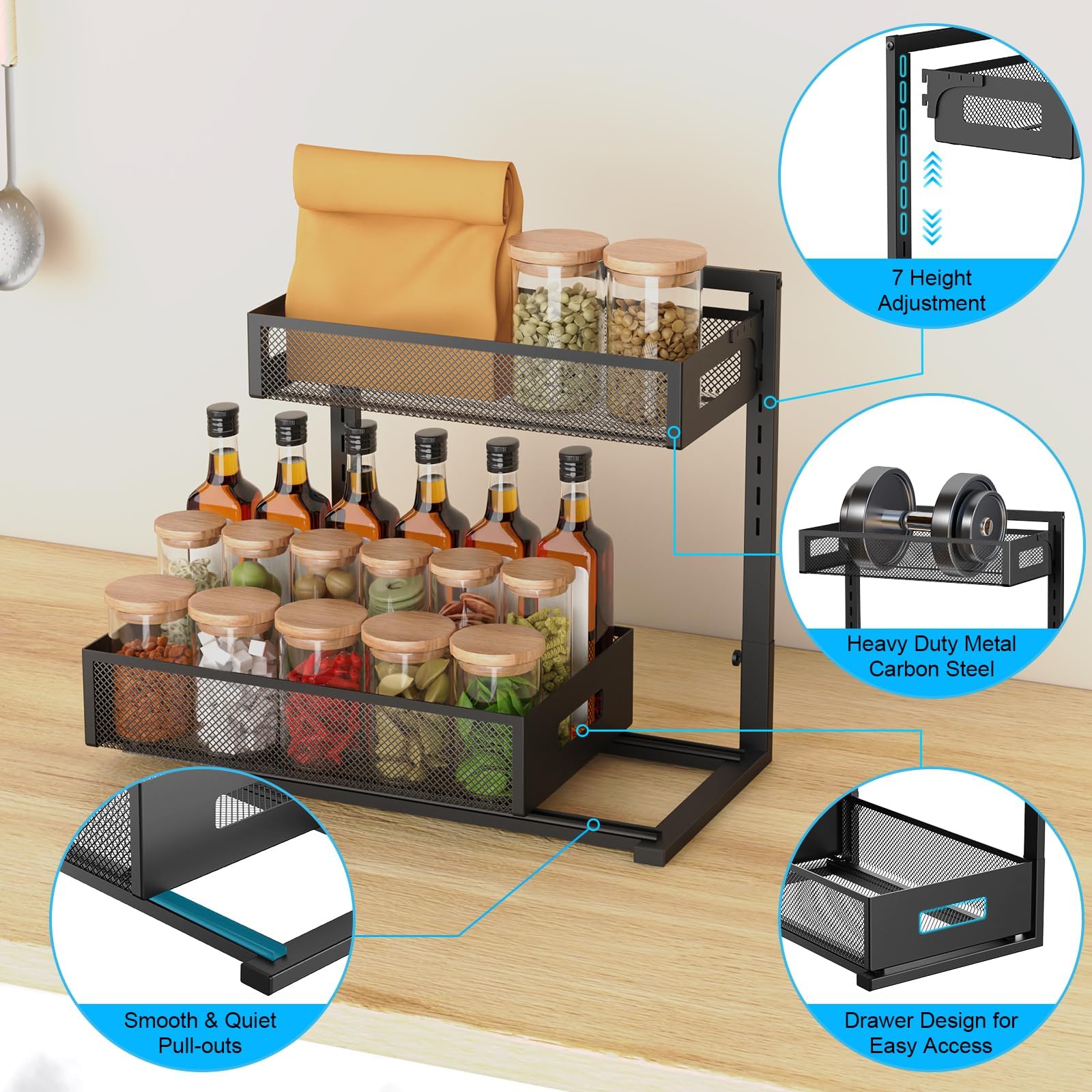 Petiza ball-track sliding drawer provides smooth, quiet operation.