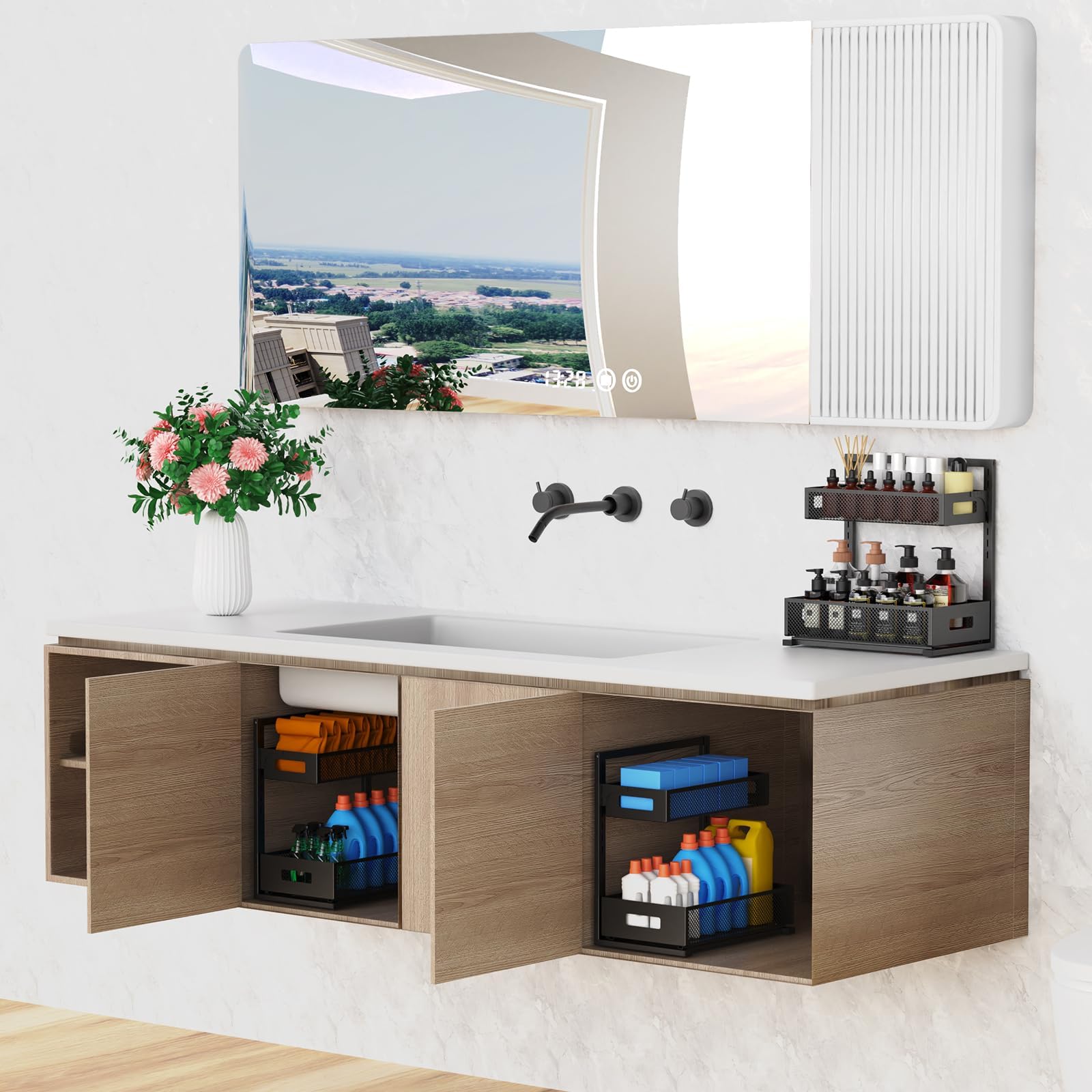 Petiza organizer suitable for kitchen, bathroom, pantry, and laundry storage.