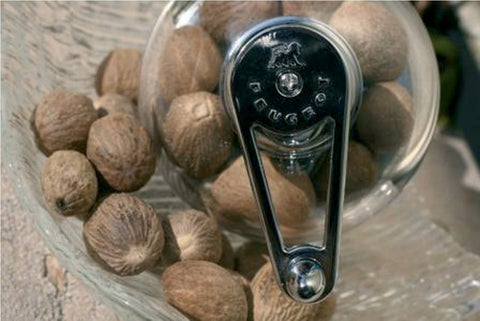 Peugeot mechanism close-up shows precise nutmeg shaving