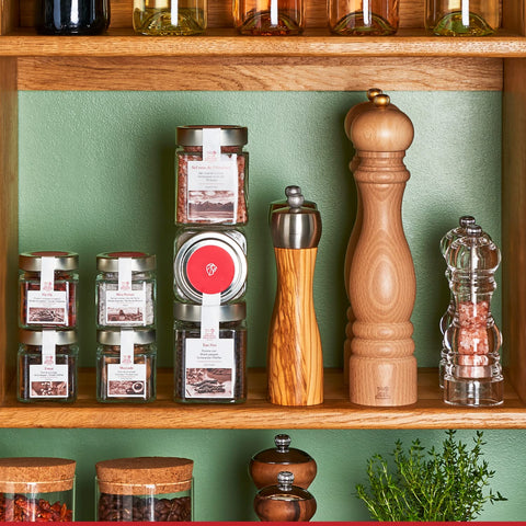 Peugeot Paris pepper mill adjustment knob tailored grind size for dishes.