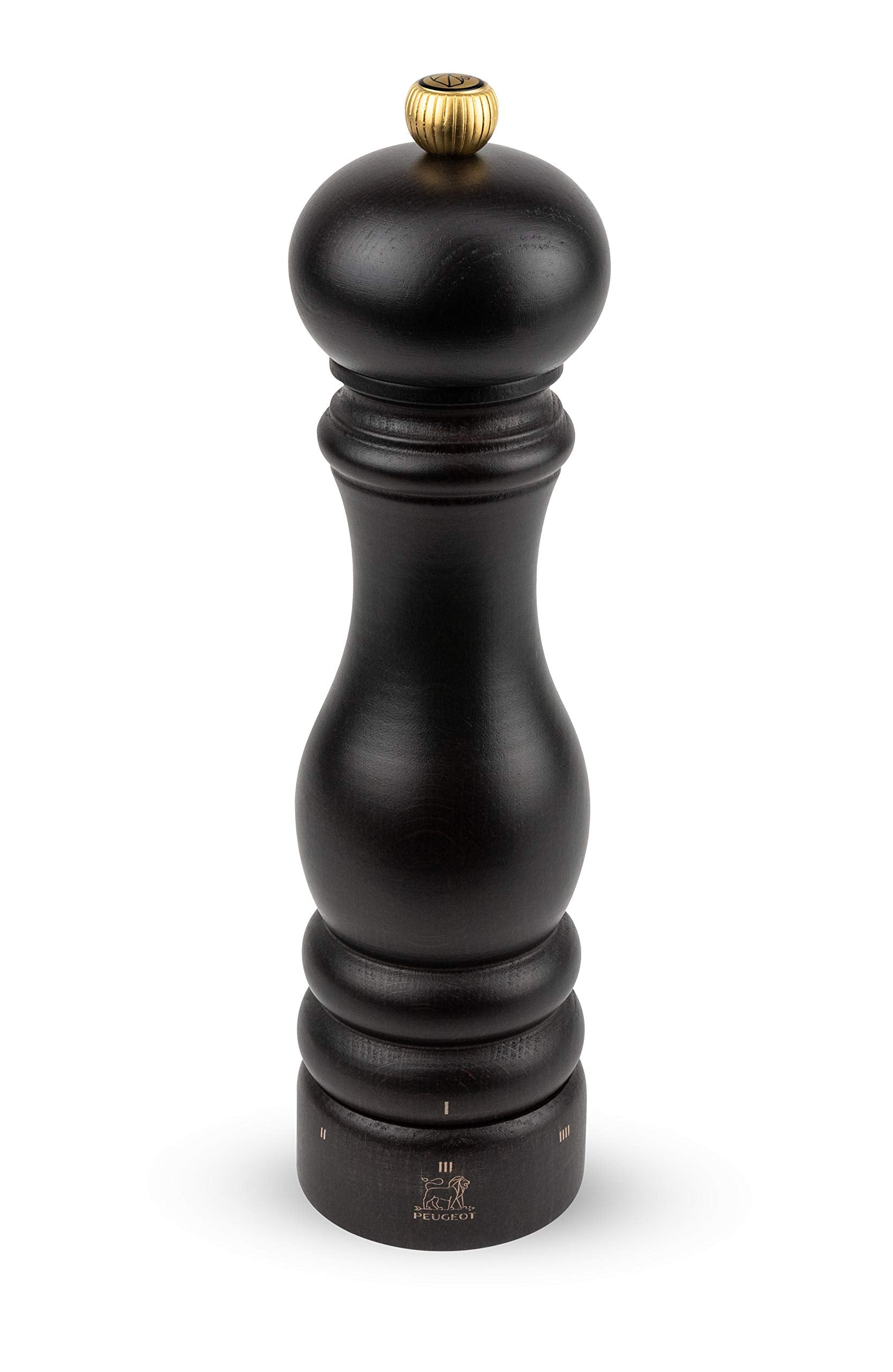 Peugeot Paris u'Select pepper mill chocolate wood close-up showing precise grind control