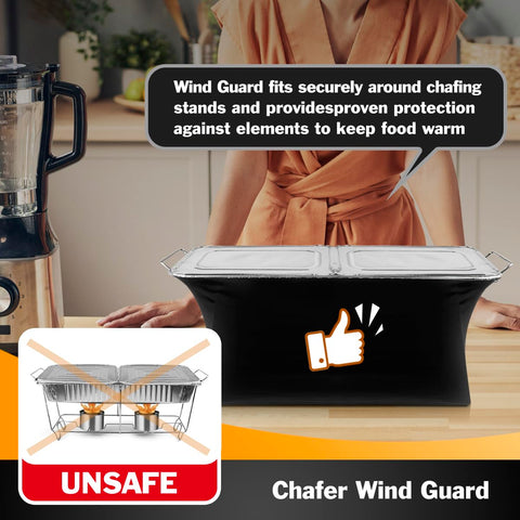Peurif Chafer Wind Guard enhances heat retention for warm dishes