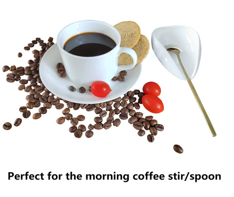 PFCTRJR mini ceramic spoon rest neatly holds espresso spoons on the counter.