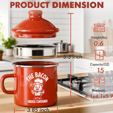 Dishwasher-safe grease container simplifies post-cooking cleaning.