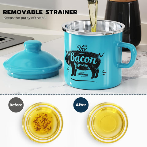 PGYARD bacon-fat storage cup with spoon for quick scraping