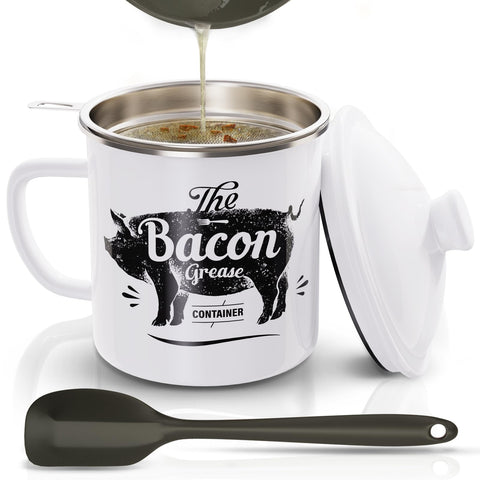 PGYARD bacon grease container with strainer for easy filtration
