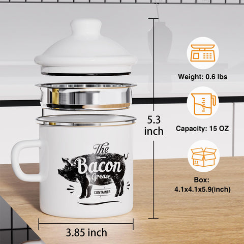 PGYARD bacon grease container with strainer illustrating fat separation for reuse-ready oil