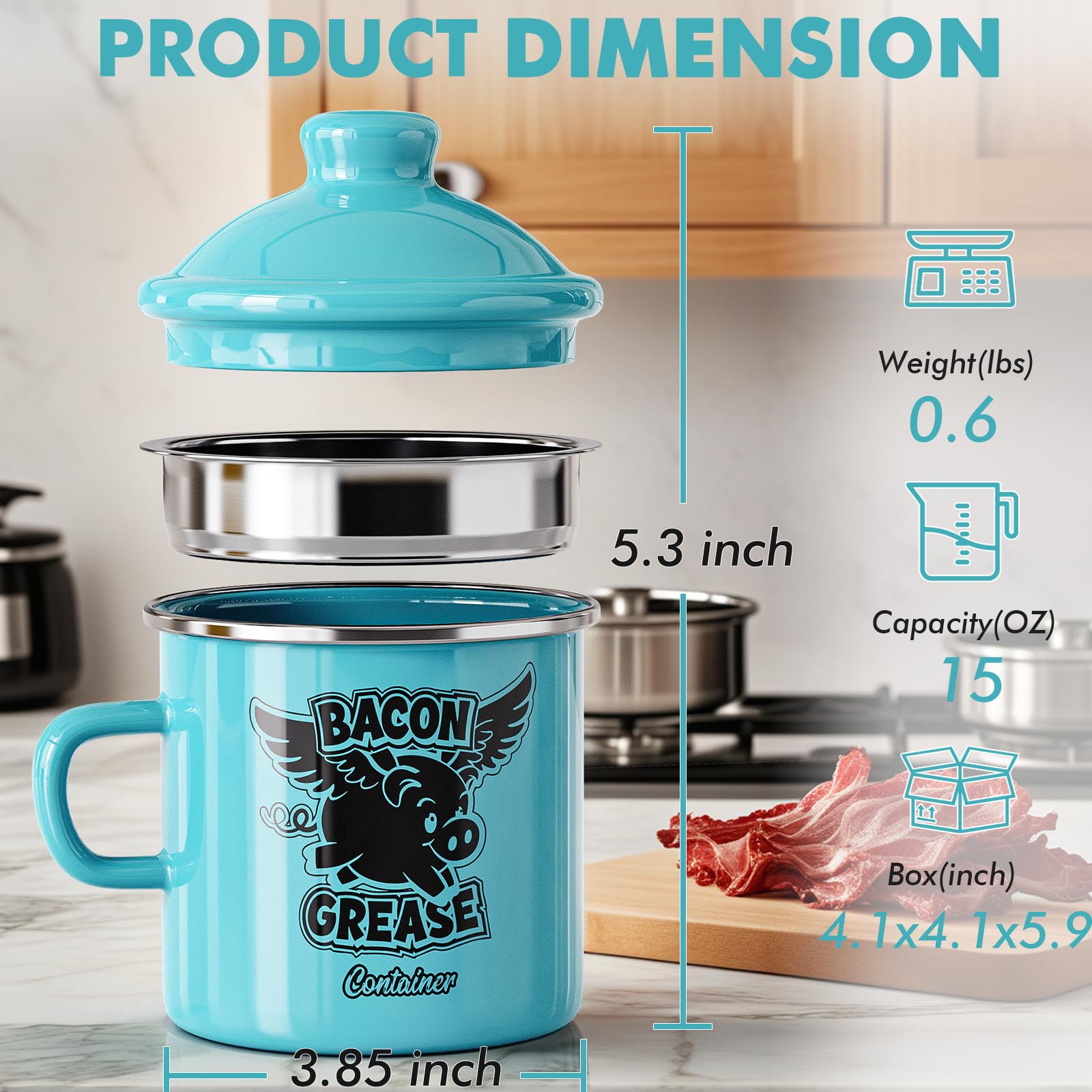 PGYARD grease container is dishwasher safe for quick cleanup.