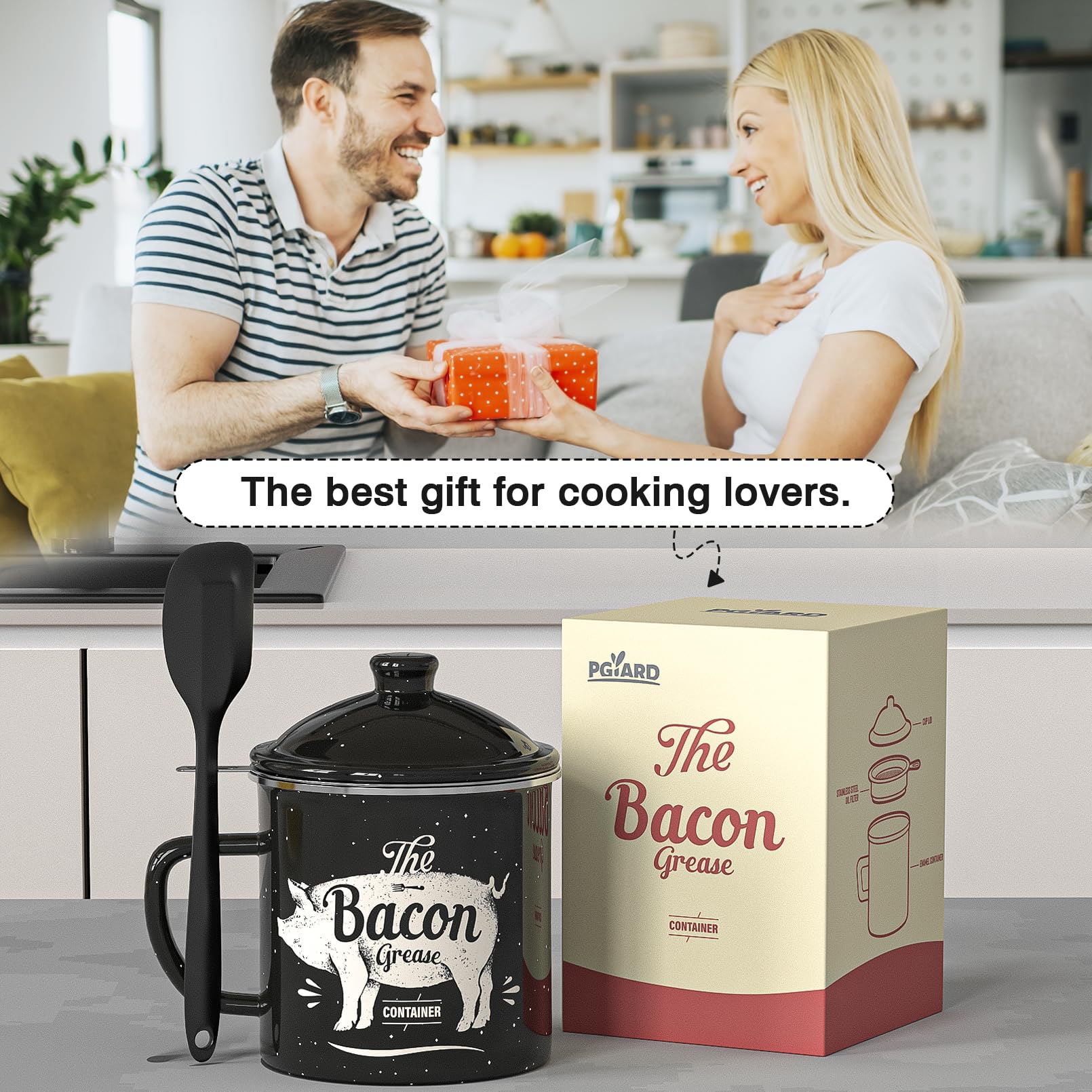 PGYARD dishwasher-safe grease container for easy cleanup