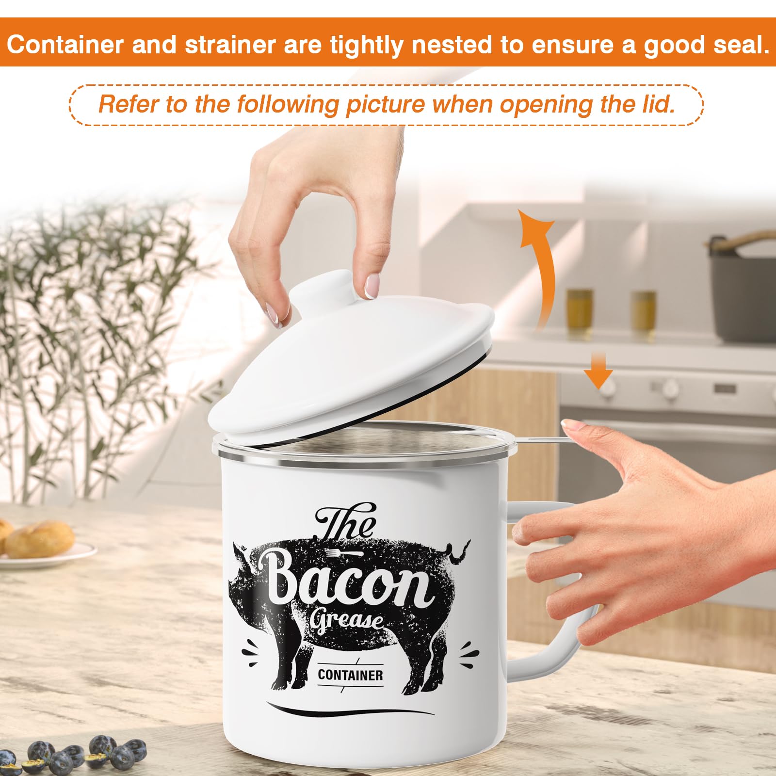 PGYARD enamel grease container showcases retro farmhouse style