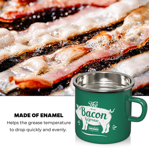 PGYARD enamel grease keeper shown as dishwasher-safe green design.