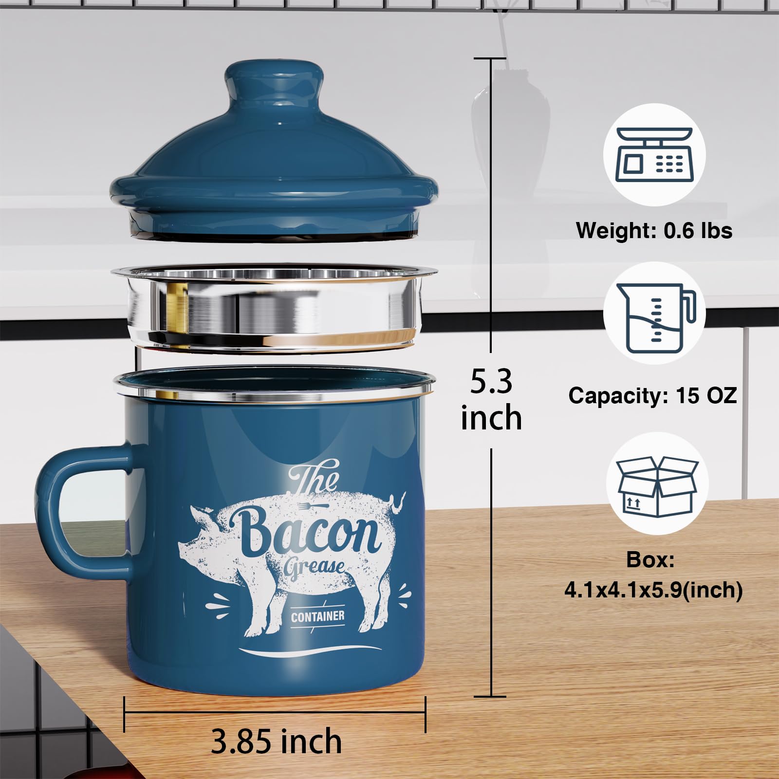 PGYARD enamel grease saver blue shows a high-heat safe design for long-lasting use.